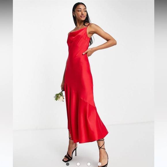 Y.A.S Dresses & Skirts - Y.A.S from ASOS red cowl neck slip midi dress size XS